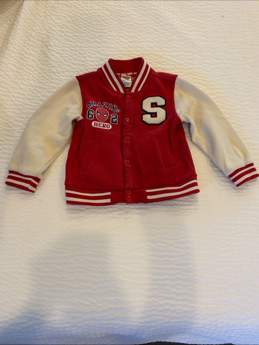 Marvel Spiderman Kids Varsity Jacket with 'S' Patch 3T